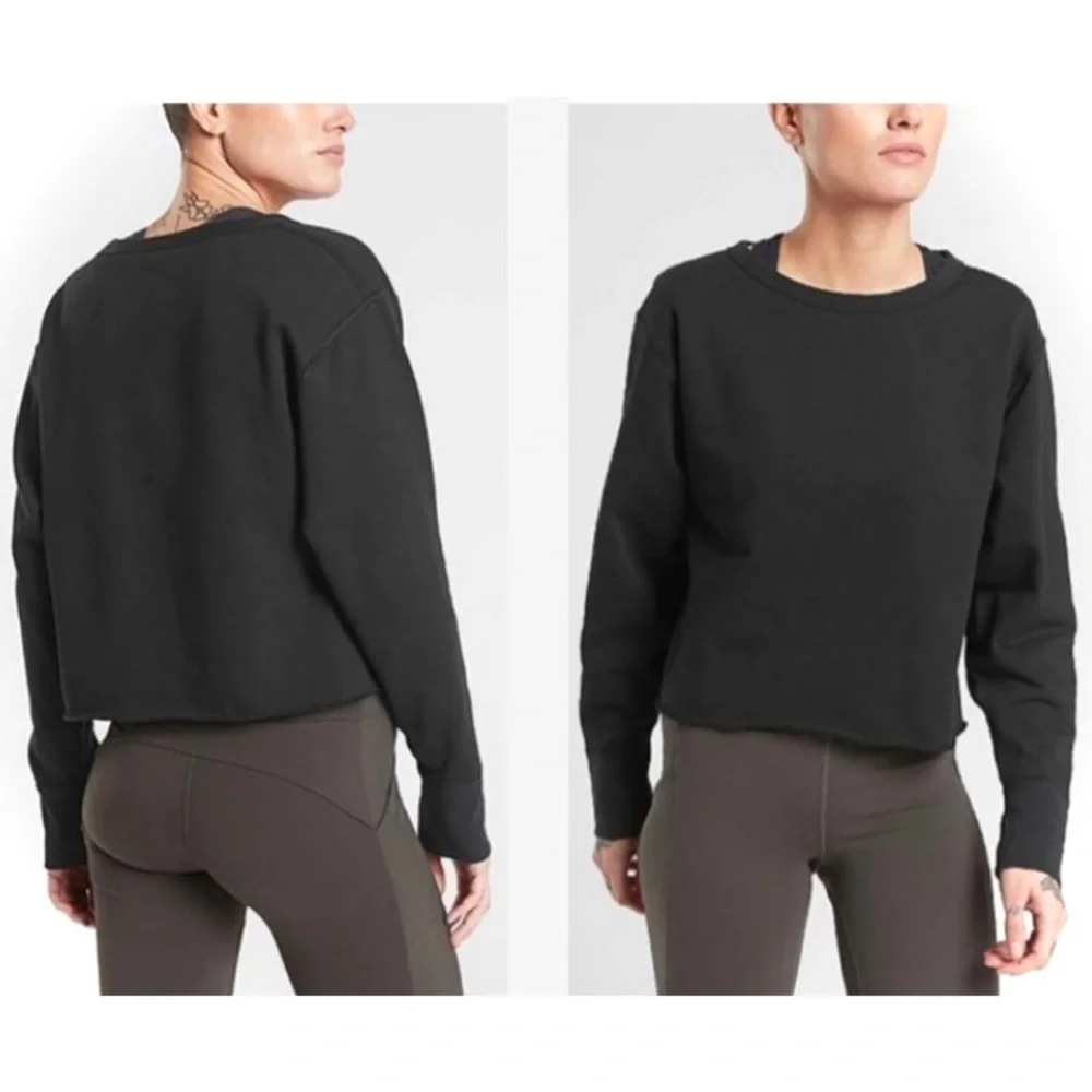 ATHLETA | M | Raw-Edge Crop Cotton Sweatshirt 2 Crop Short Sleeve T-Shirts Lot 3